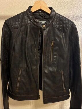 Levi's Brown Quilted Shoulder Faux Leather Jacket